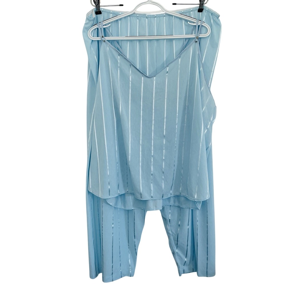 Petra Fashions Light Blue Striped Satin Pajama Set